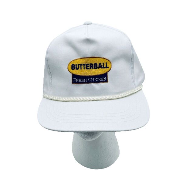 Vintage Butterball Fresh Chicken Snapback Hat with Rope Detail White Yellow Blue - Picture 1 of 7